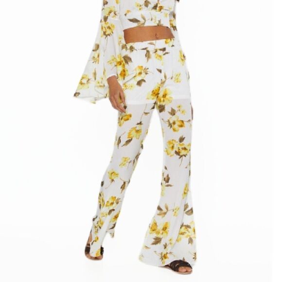 Nasty Gal Bloom Where You Are Planted Floral Flare Pants - Picture 1 of 1